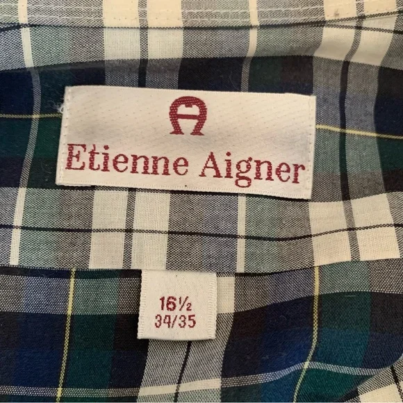 Etienne Aigner Men’s Classic Plaid Button Down Shirt - Picture 3 of 3